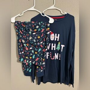Holiday Time Navy and Red Pajama Set